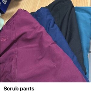 Healing Hands Purple and Blue Straight Leg Scrub Pants